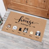 "This House Belongs to" cat and dog personalized doormat
