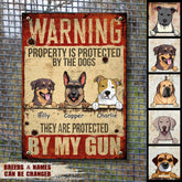 Funny Warning Signs, Gifts For Dog Lovers, Property Is Protected By The Dogs, Welcome Metal Signs