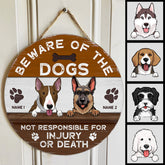 Beware Of The Dog Not Responsible For Injury Or Death - Custom Background V2 - Personalized Dog Door Sign