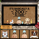 It's Basically A Zoo In Here, Baby And Pets Pawprints, Personalized Baby & Pets Doormat