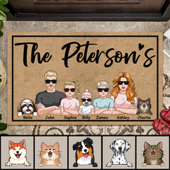 The Peterson's, Home Decor,Welcome Mat, Cool Family Gift, Funny Welcome Mat, Personalized Dog & Cat Lovers Doormat