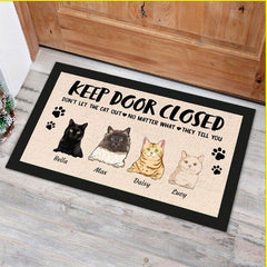 "Keep Door Closed" Dog and Cat personalized doormat