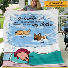 I know heaven is a beautiful place Personalized Dog in Heaven  Blanket BK-GH04